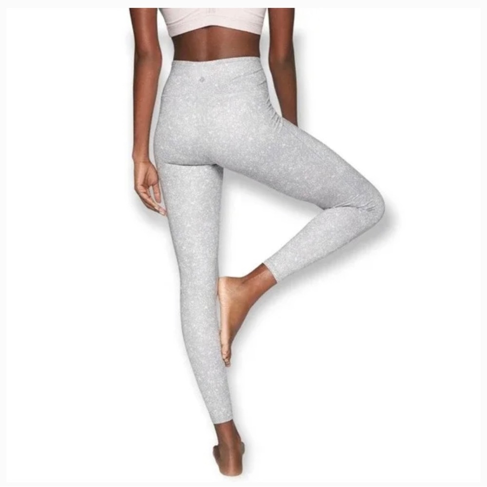 Athleta Primose Chaturanga Tights Grey & White Floral Leggings Size XS